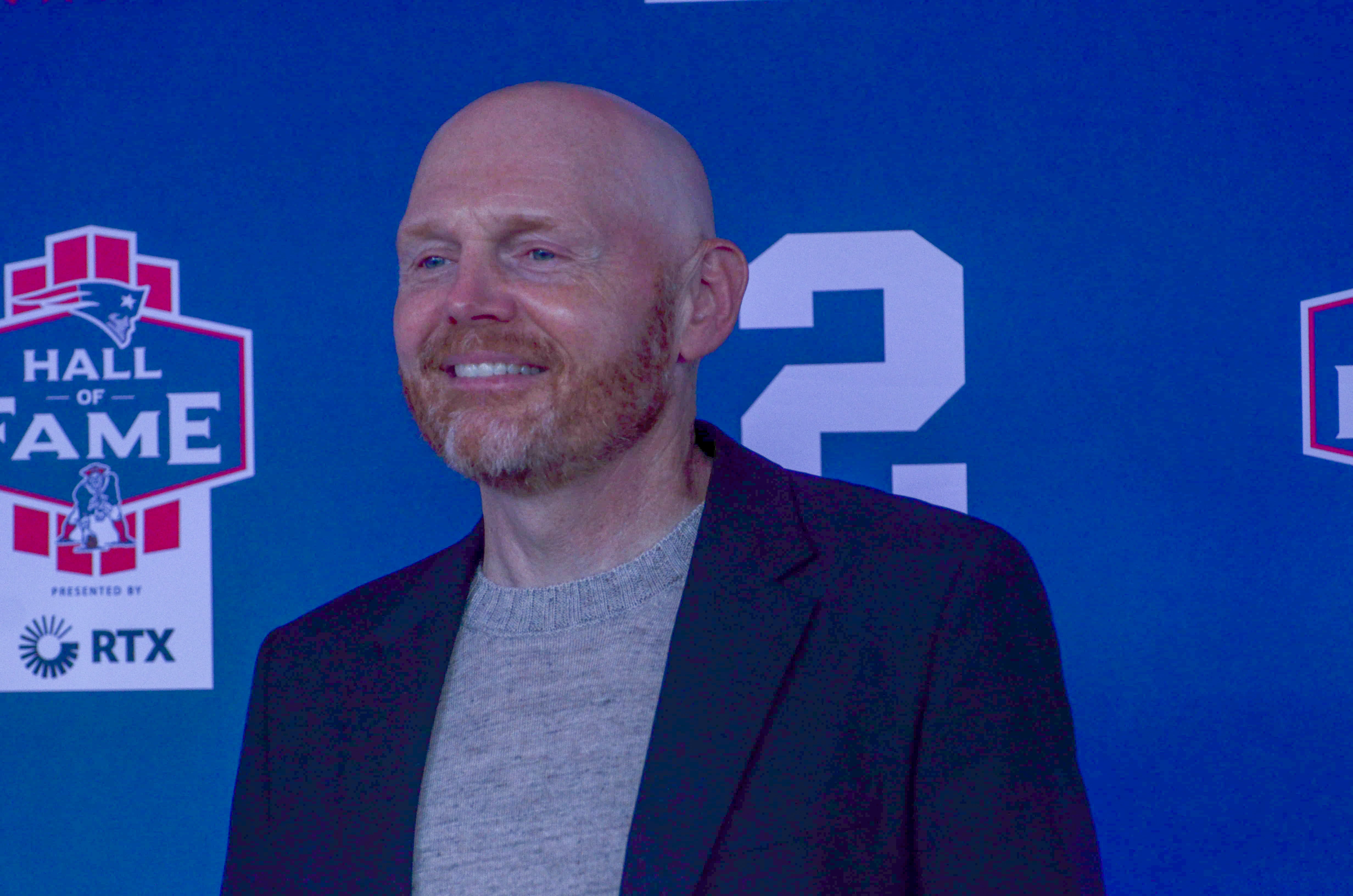 Comedian Bill Burr. Former teammates, coaches, friends, family, and 60,000 fans were at Gillette Stadium for the induction of Tom Brady into the New England Patriots Hall of Fame Wednesday, June 12 in Foxborough, Mass.