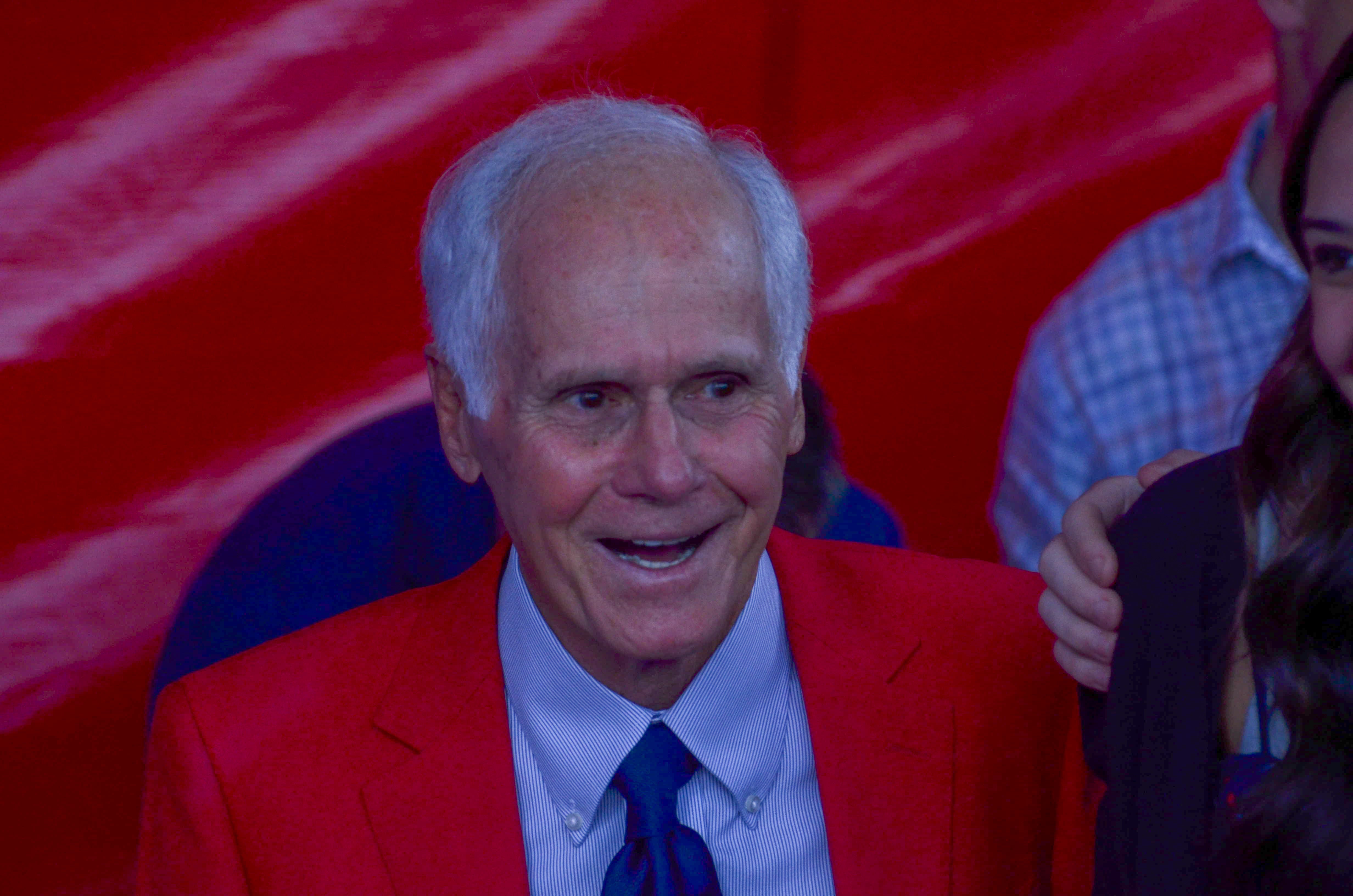 Patriots Hall of Famer and former offensive line coach Dante Scarnecchia. Former teammates, coaches, friends, family, and 60,000 fans were at Gillette Stadium for the induction of Tom Brady into the New England Patriots Hall of Fame Wednesday, June 12 in Foxborough, Mass.