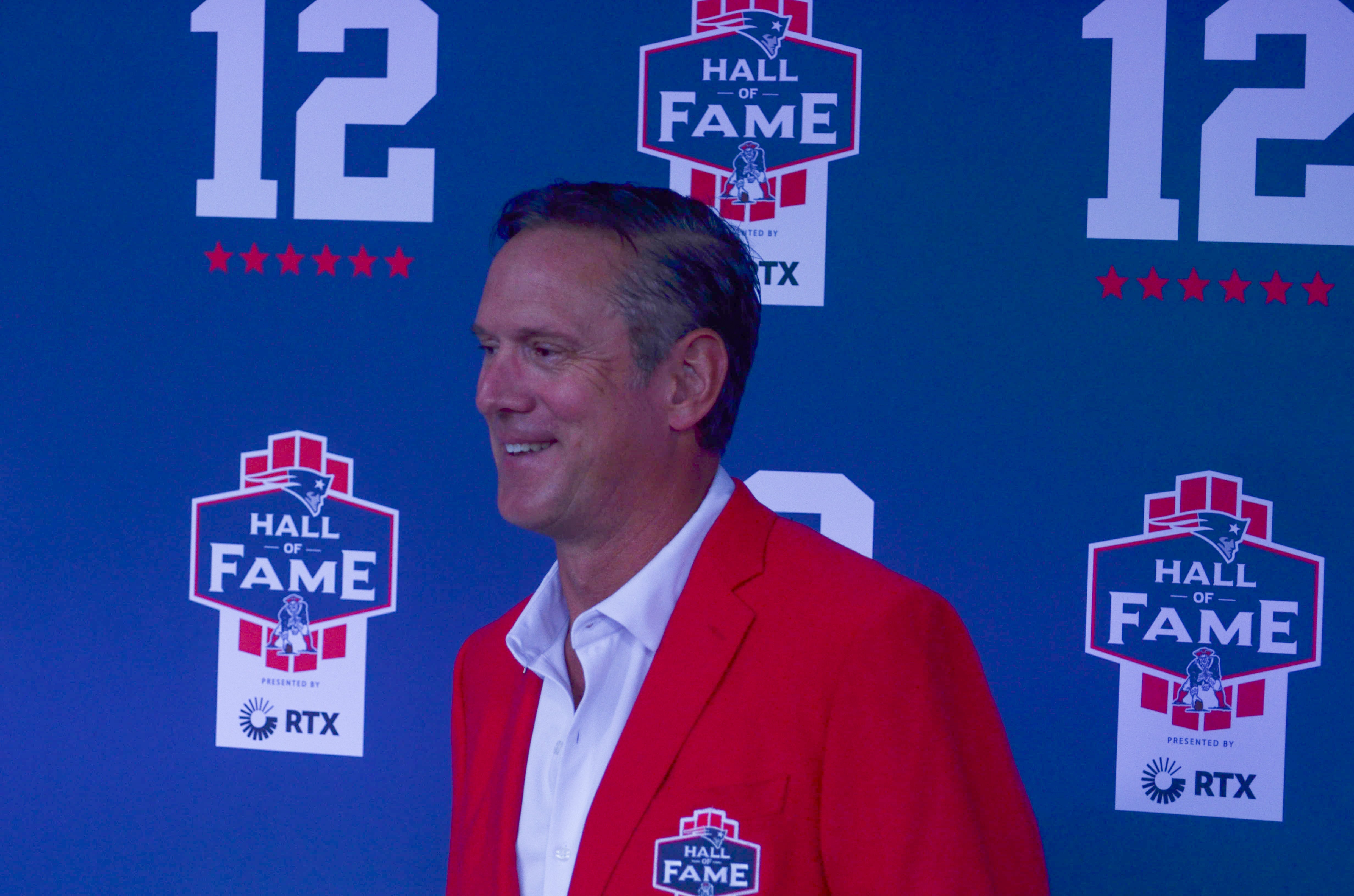 Patriots Hall of Famer Drew Bledsoe. Former teammates, coaches, friends, family, and 60,000 fans were at Gillette Stadium for the induction of Tom Brady into the New England Patriots Hall of Fame Wednesday, June 12 in Foxborough, Mass.