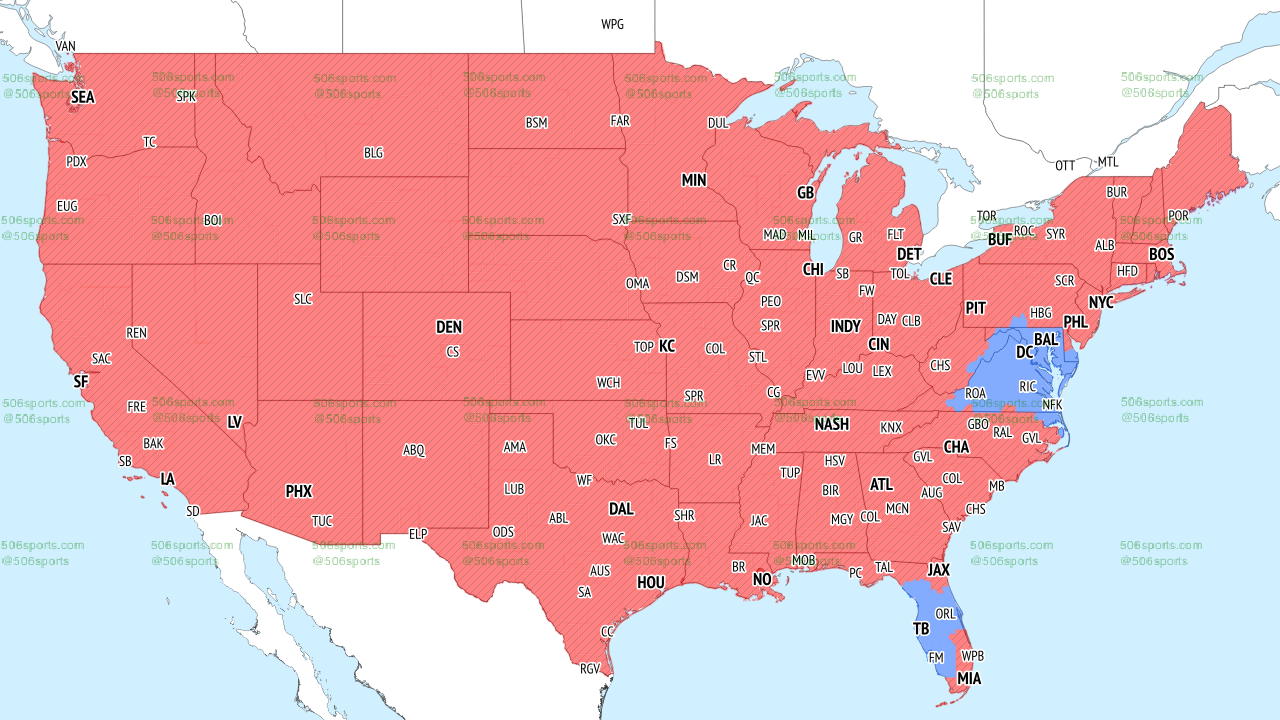 Dallas Cowboys vs. Cleveland Browns broadcast map via @506sports