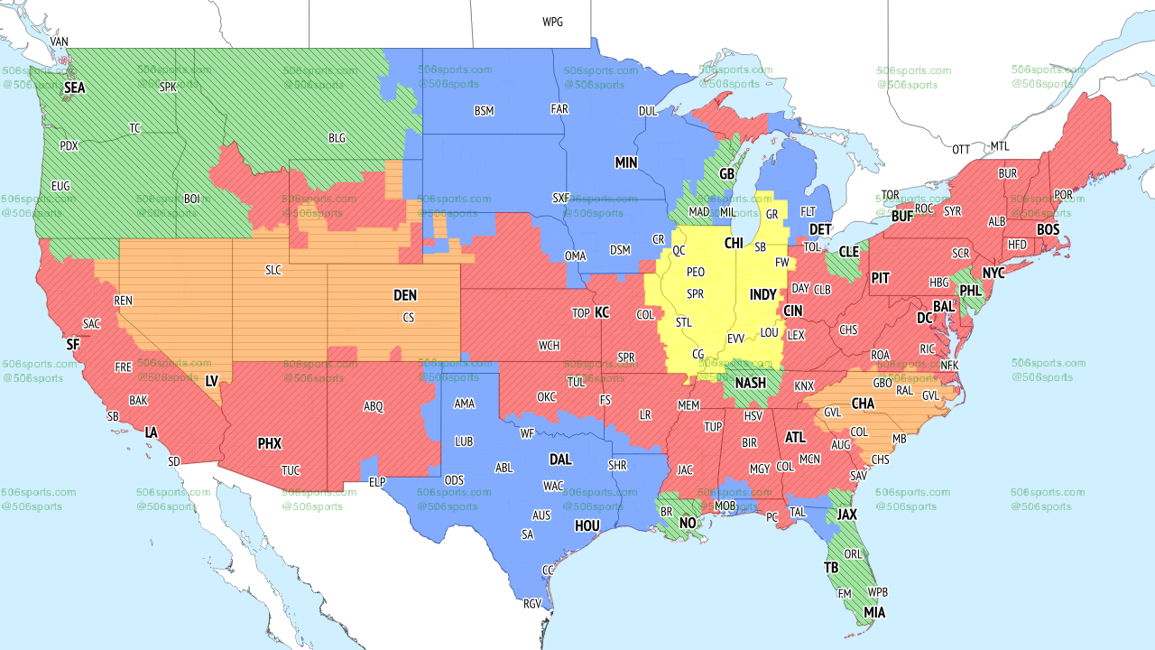 506 Sports CBS Single Week 3 broadcast map