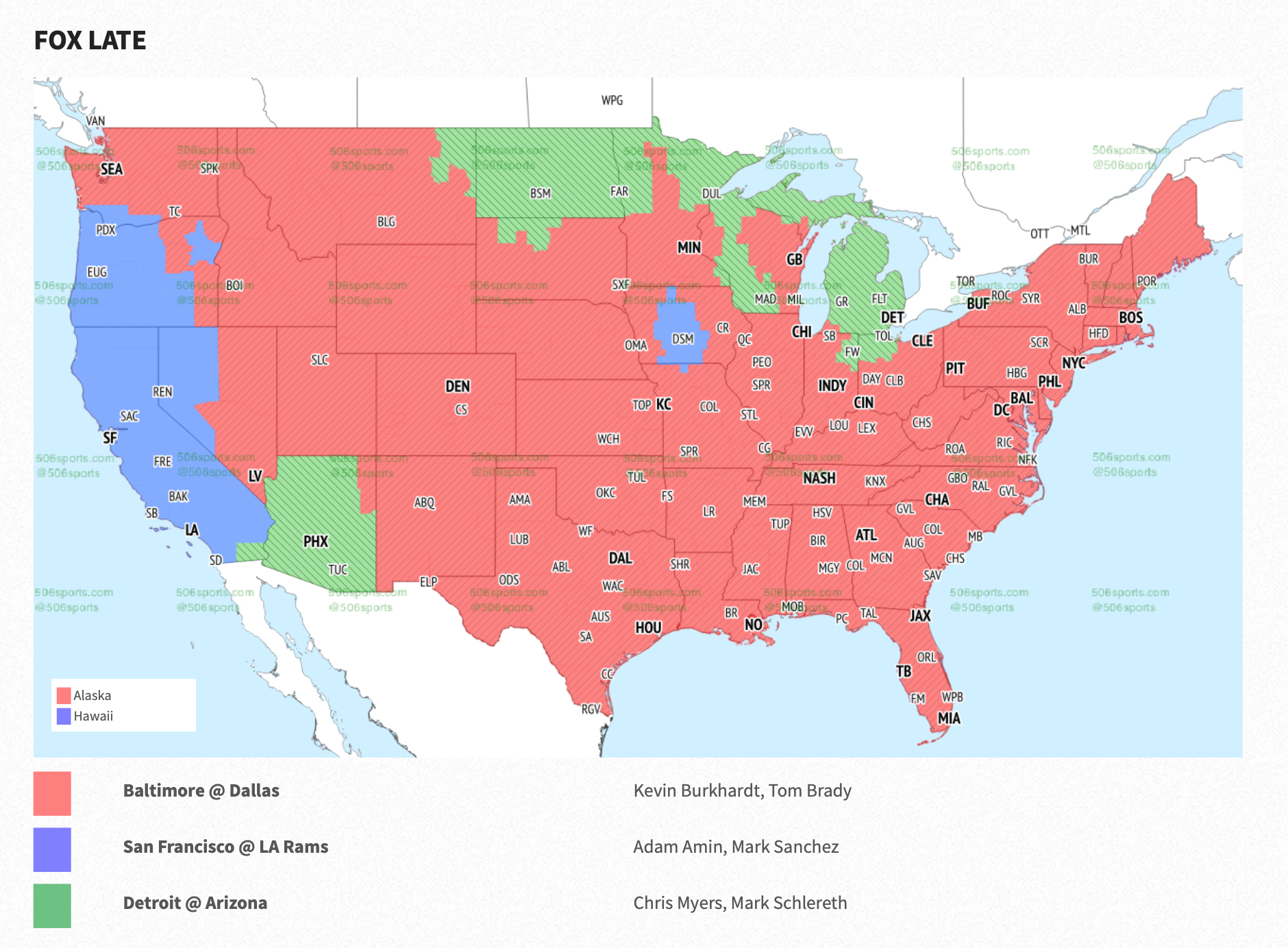 Fox late broadcast map for Week 3.