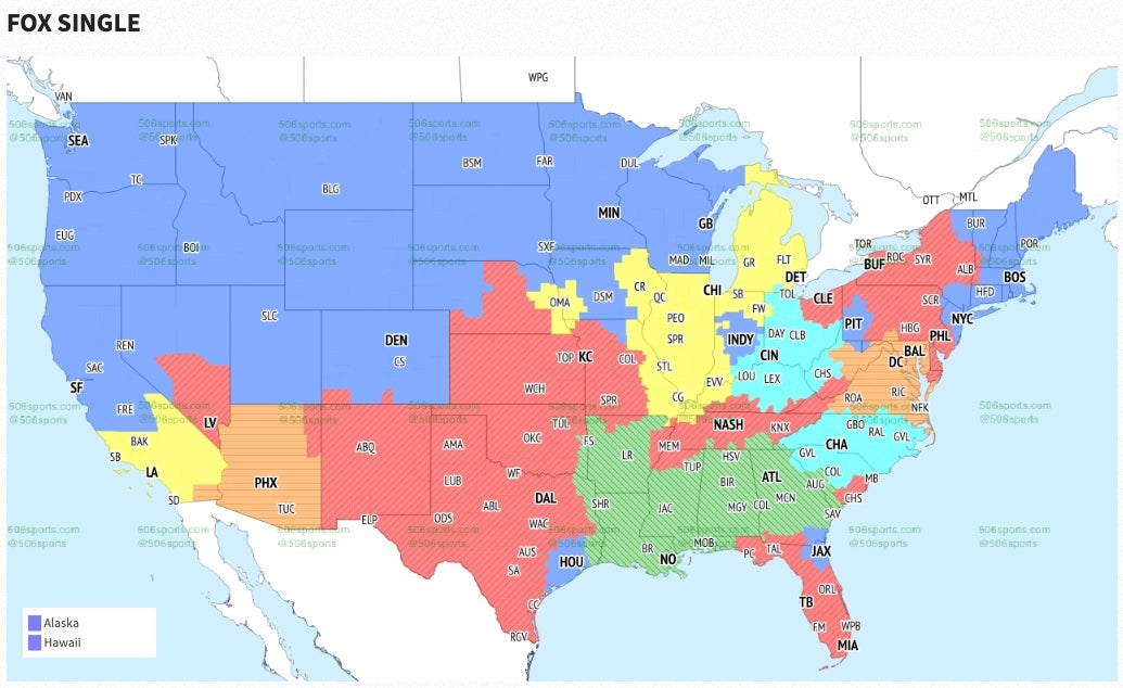 NFL Week 4 Fox single broadcast map