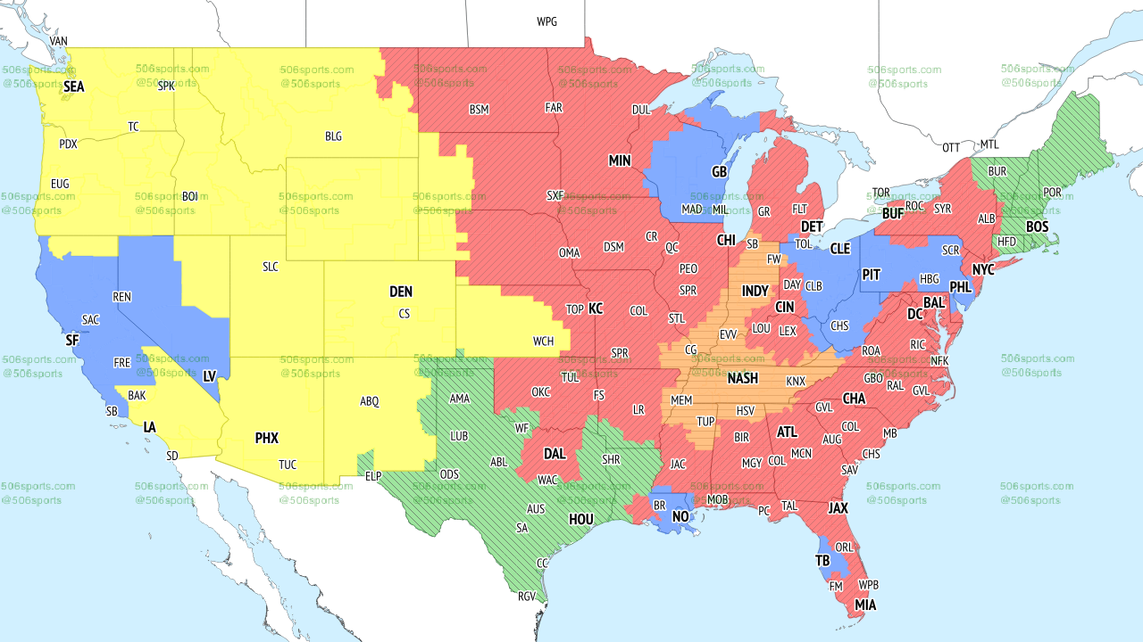 CBS Single broadcast map NFL Week 6