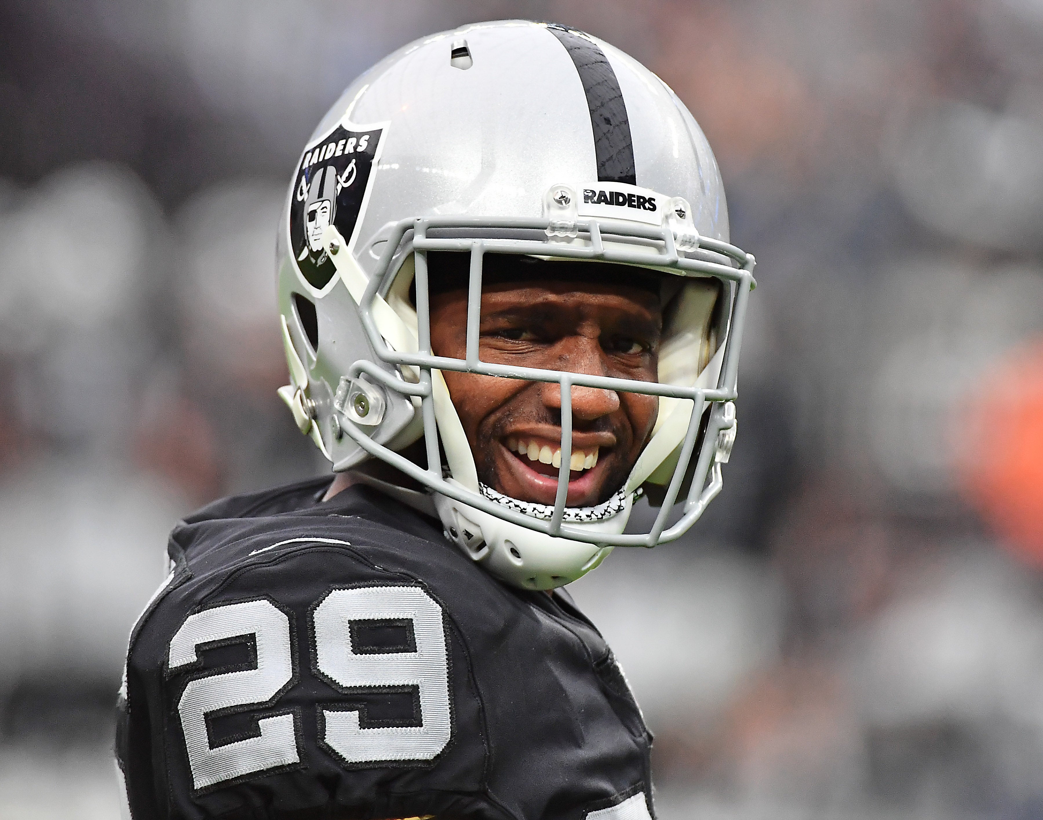 Oct 10, 2021; Paradise, Nevada, USA; Las Vegas Raiders cornerback Casey Hayward (29) during a game against the Chicago Bears at Allegiant Stadium.