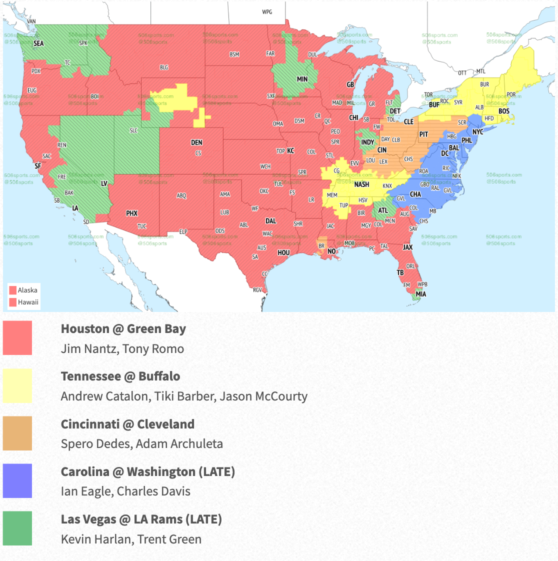 CBS Broadcast Map - Week 7