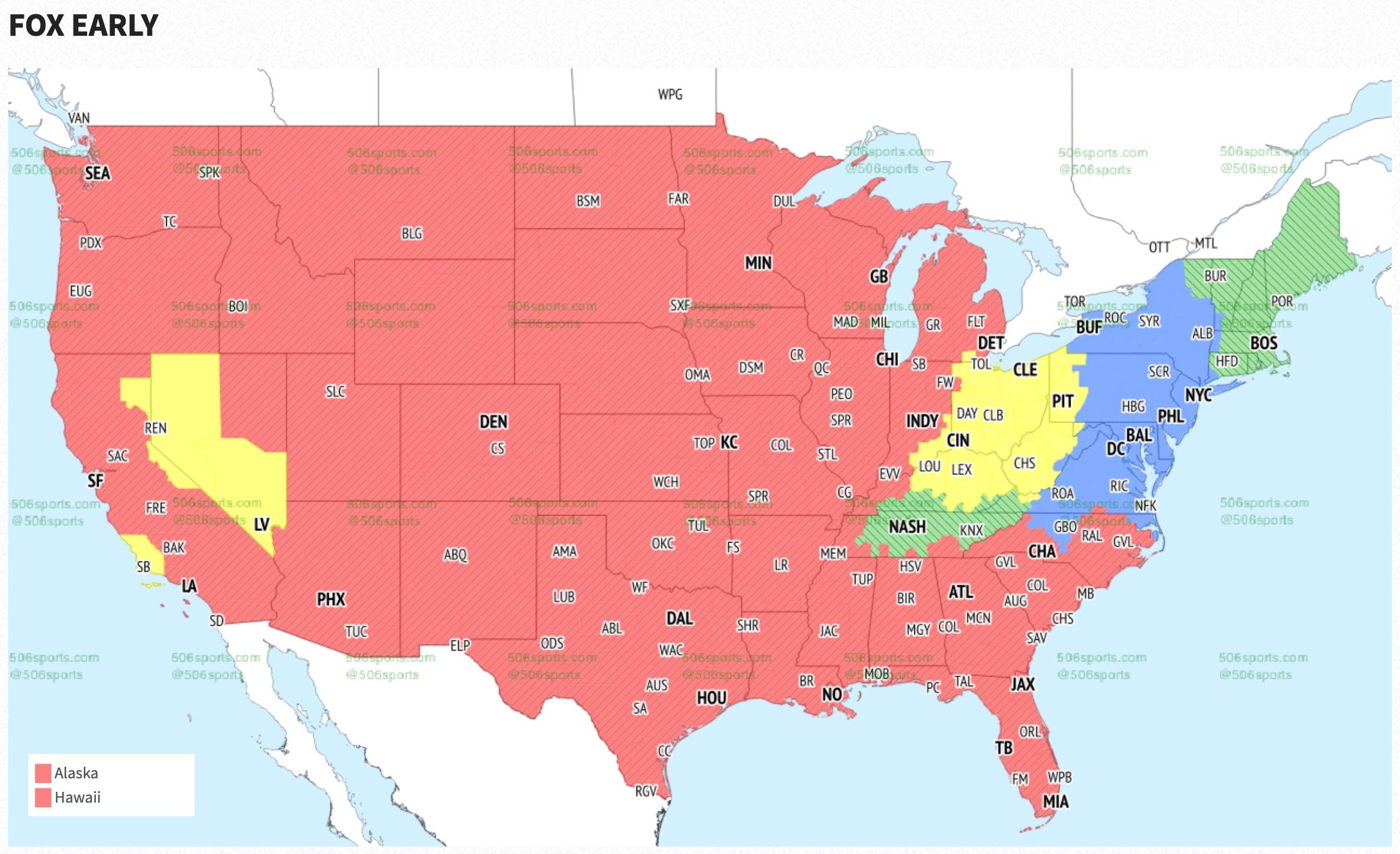 Bengals vs Raiders NFL Week 9 Broadcast Map