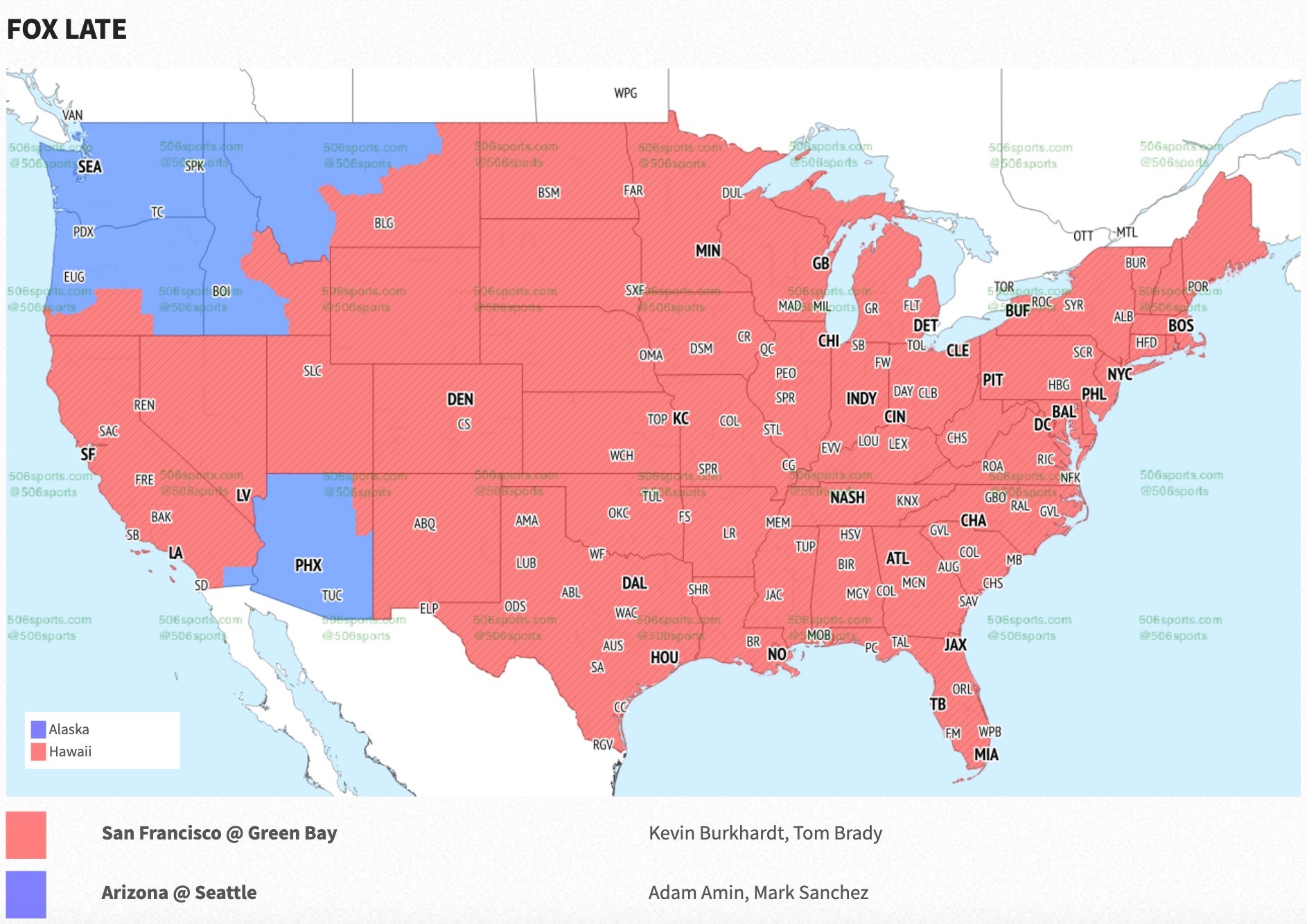 Seahawks NFL Week 12 Broadcast Map