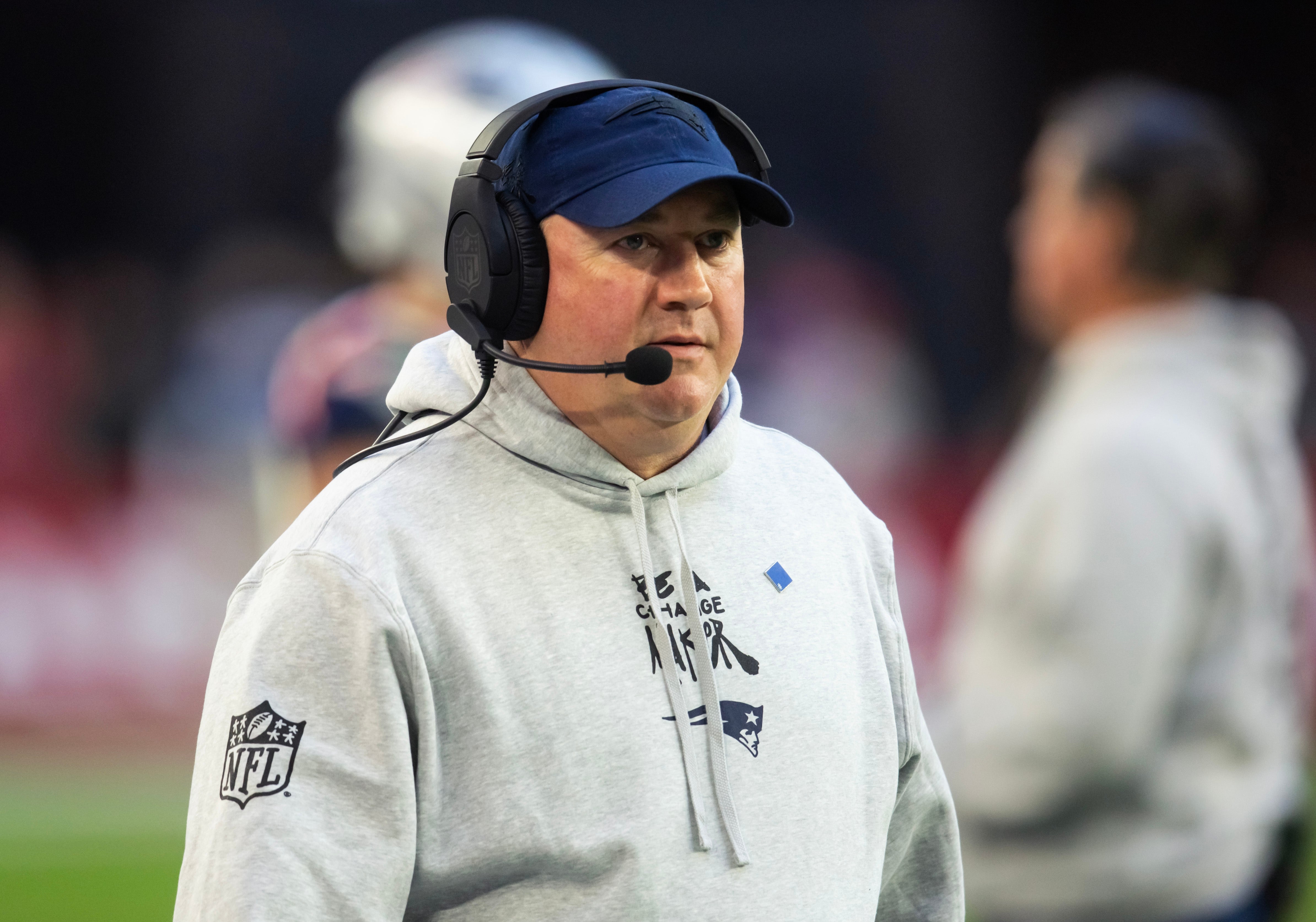 Dec 15, 2024; Glendale, Arizona, USA; New England Patriots offensive coordinator Alex Van Pelt against the Arizona Cardinals at State Farm Stadium