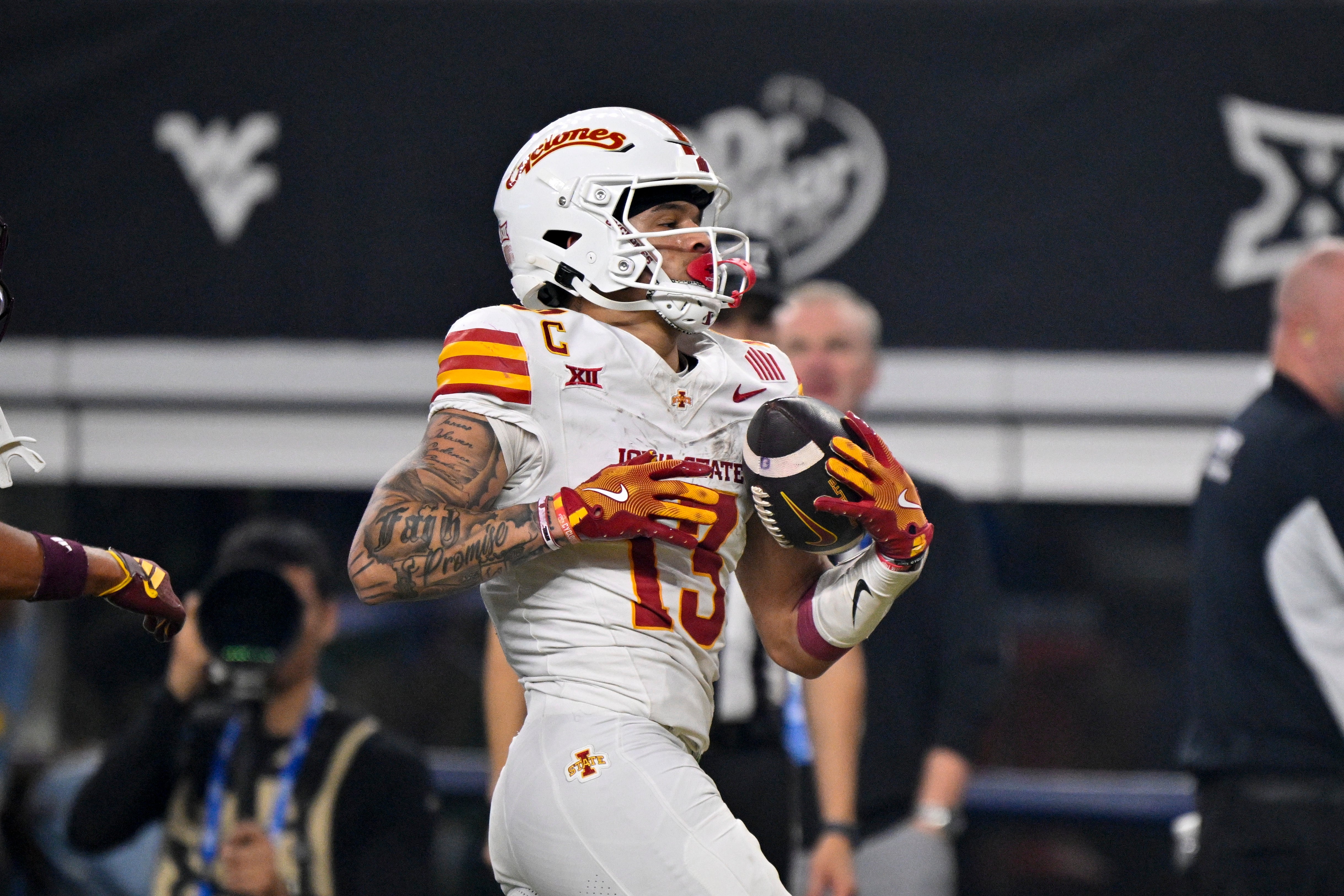 Dec 7, 2024; Arlington, TX, USA; Iowa State Cyclones wide receiver Jaylin Noel (13) in action during the game between the Iowa State Cyclones and the Arizona State Sun Devils at AT&T Stadium.
