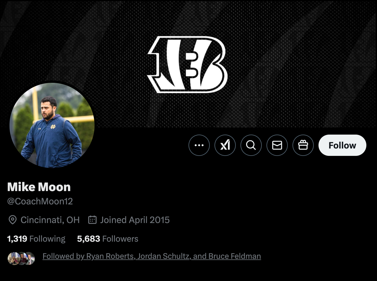 Mike Moon's X/Twitter profile