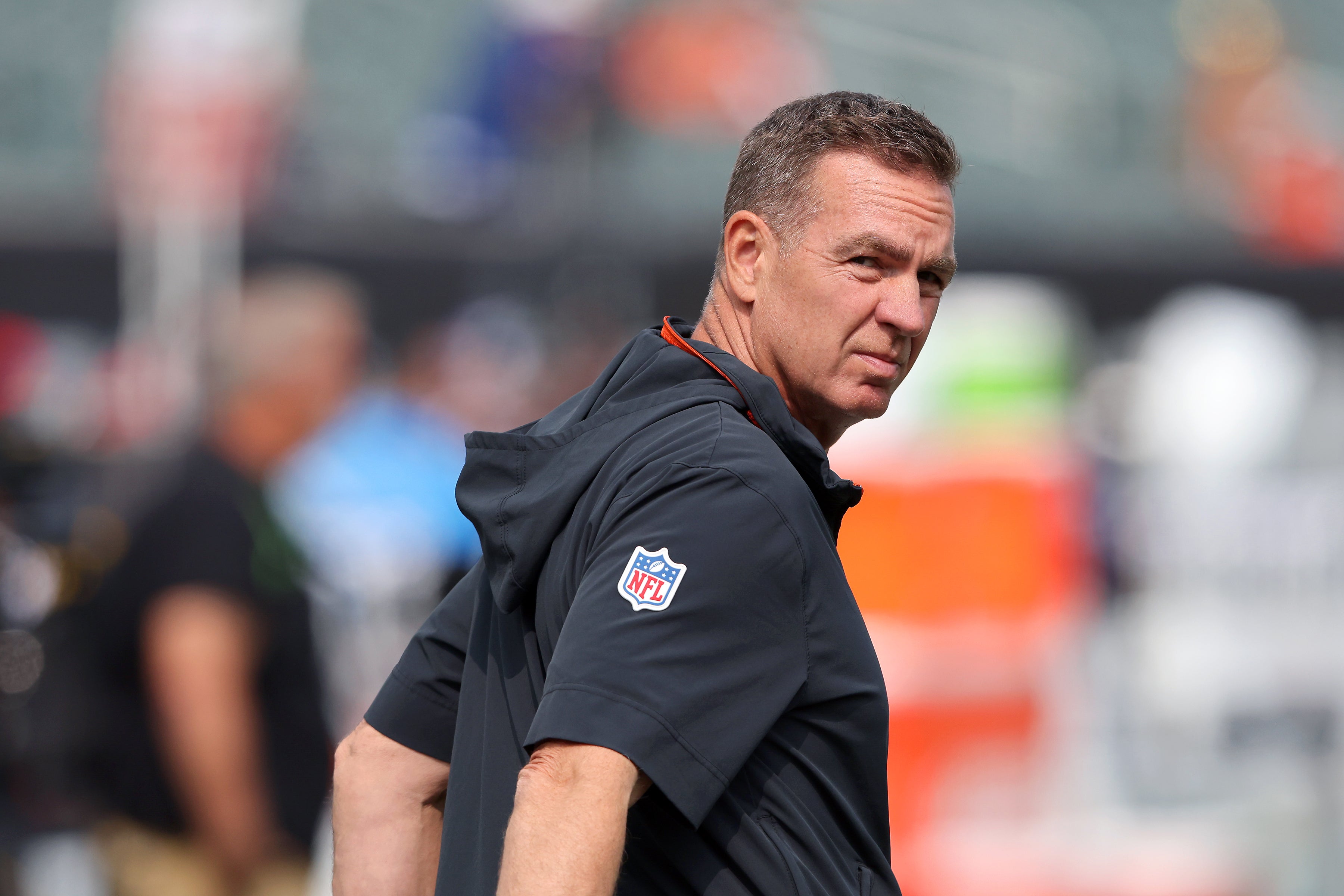 Sep 8, 2024; Cincinnati, Ohio, USA; Cincinnati Bengals defensive coordinator Lou Anarumo before the game against the New England Patriots at Paycor Stadium.
