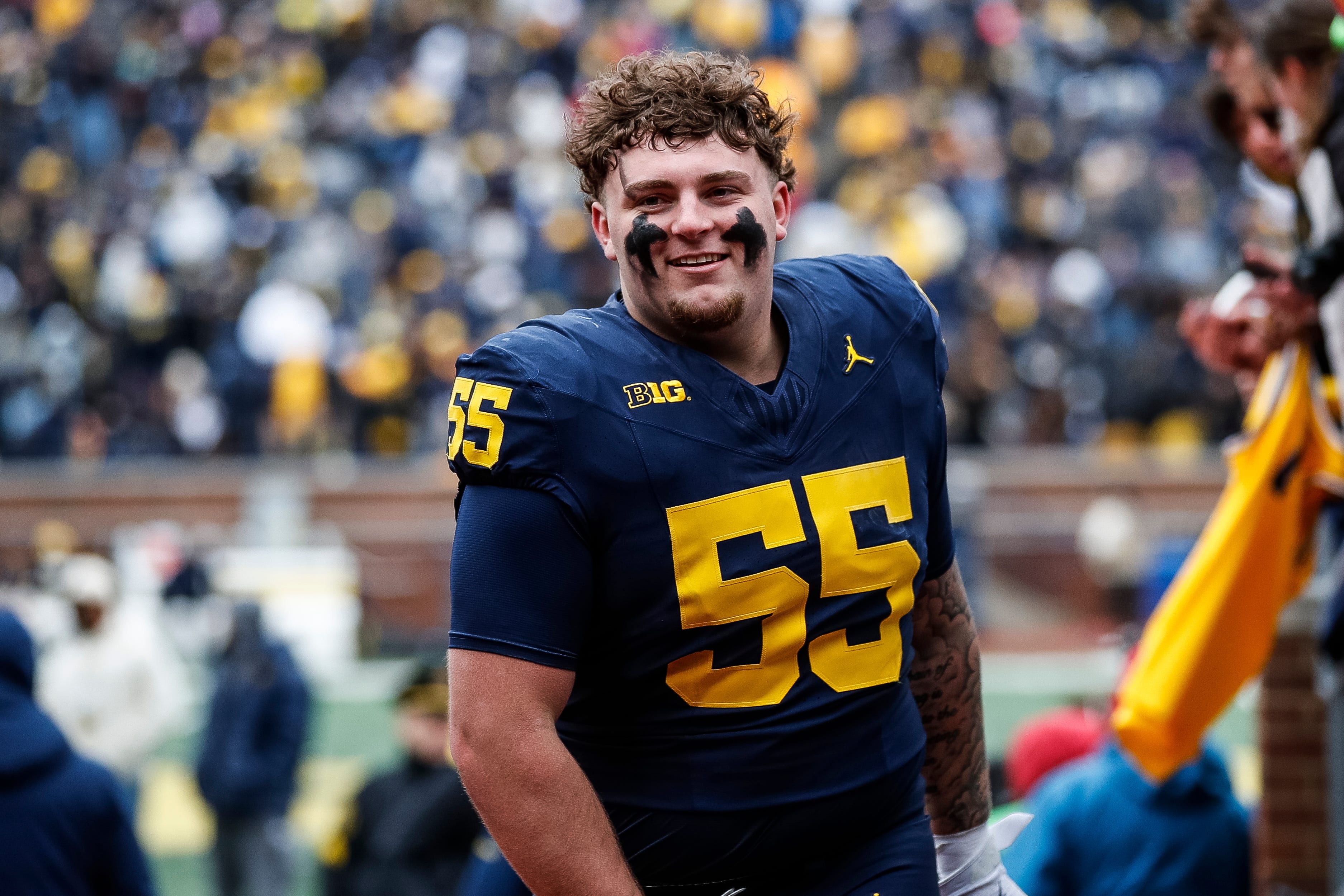 Michigan defensive lineman Mason Graham (55) is expected to be go off the board in the first 10 picks of the 2025 NFL Draft.