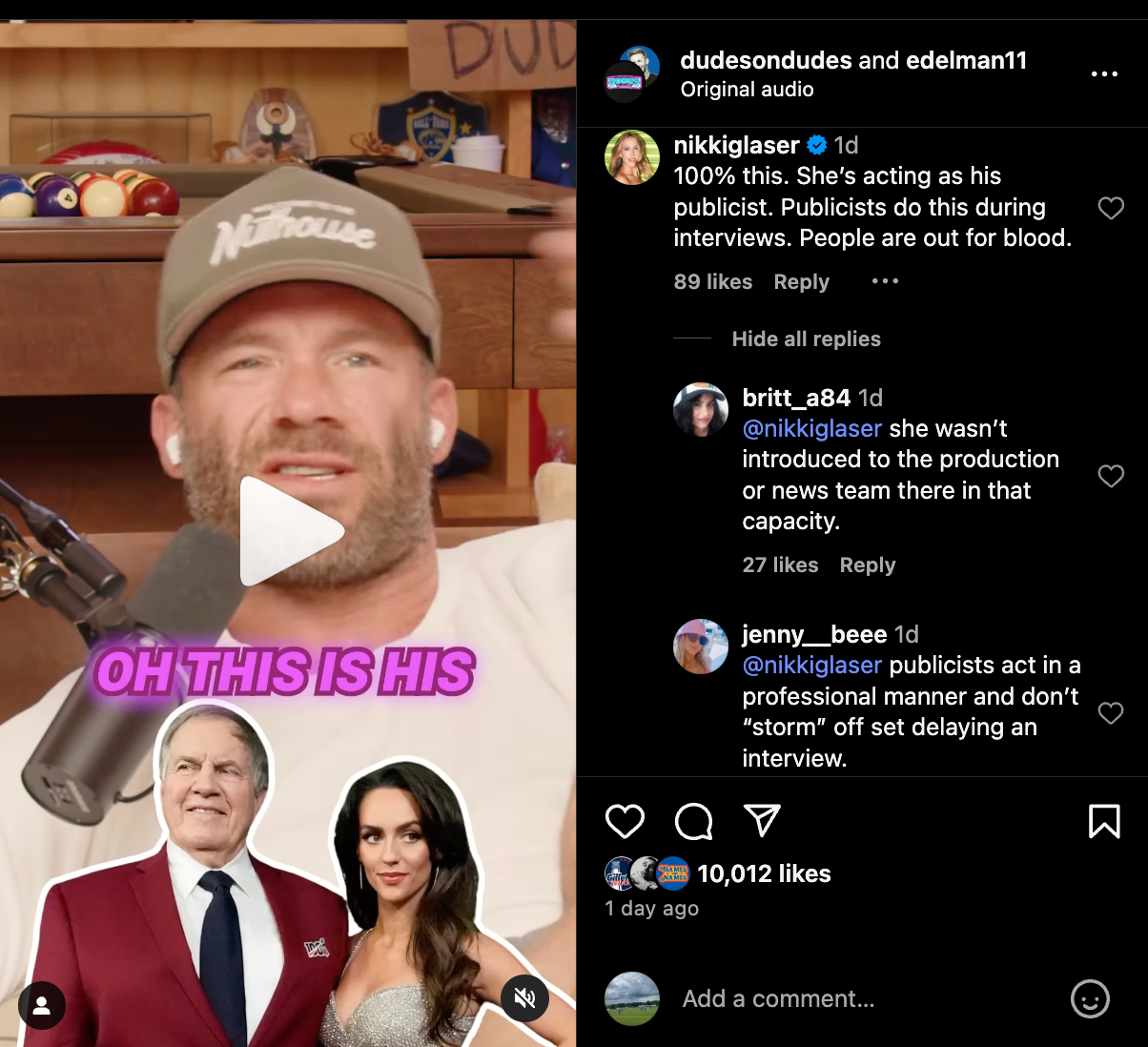 Jennifer Belichick's comment about Bill Belichick's girlfriend Jordon Hudson.