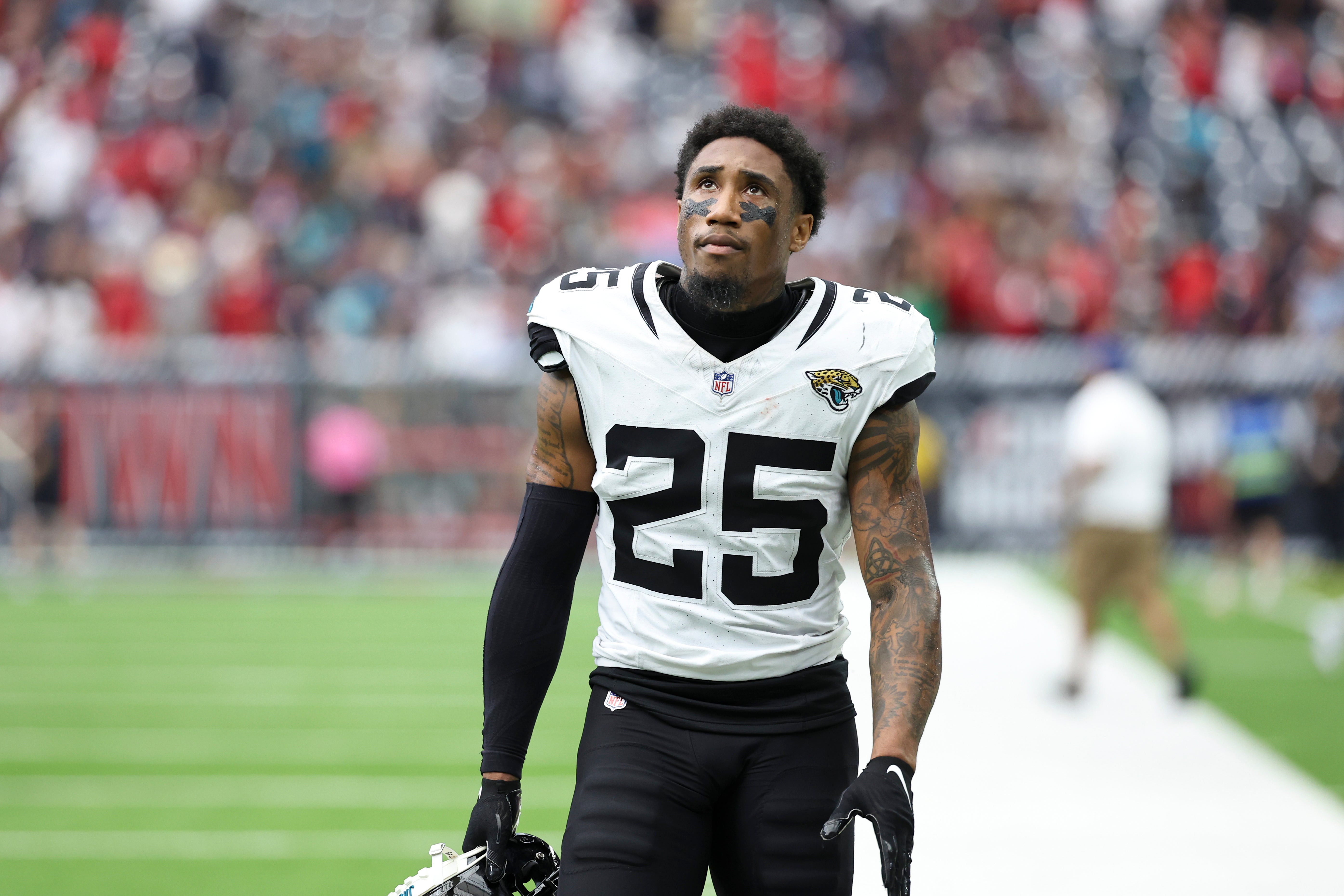 Sep 29, 2024; Houston, Texas, USA; Jacksonville Jaguars cornerback Ronald Darby (25) after the game against the Houston Texans at NRG Stadium.
