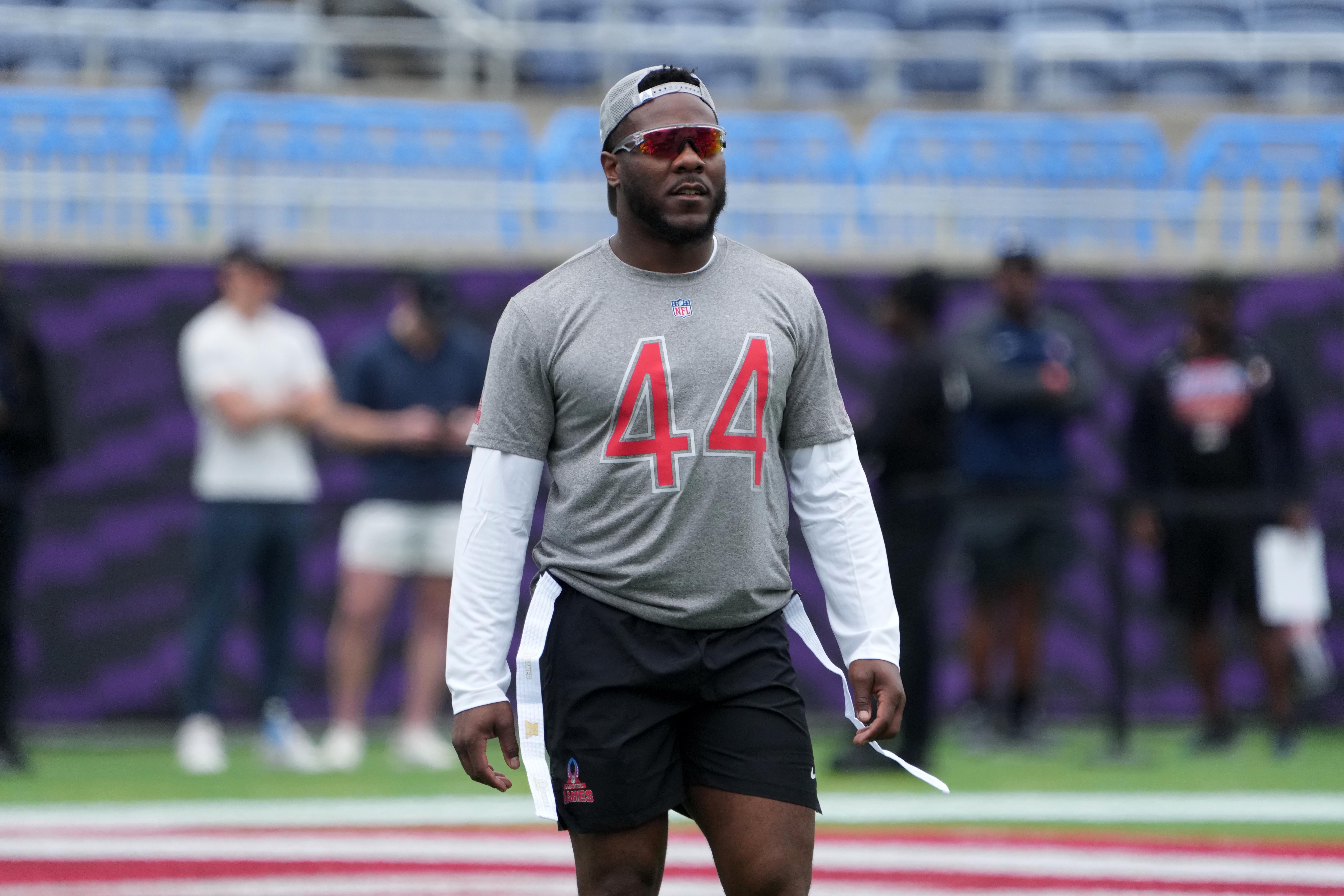 Feb 1, 2025; Orlando, FL, USA; Indianapolis Colts linebacker Zaire Franklin (44) during AFC Practice for the Pro Bowl Games at Camping World Stadium.