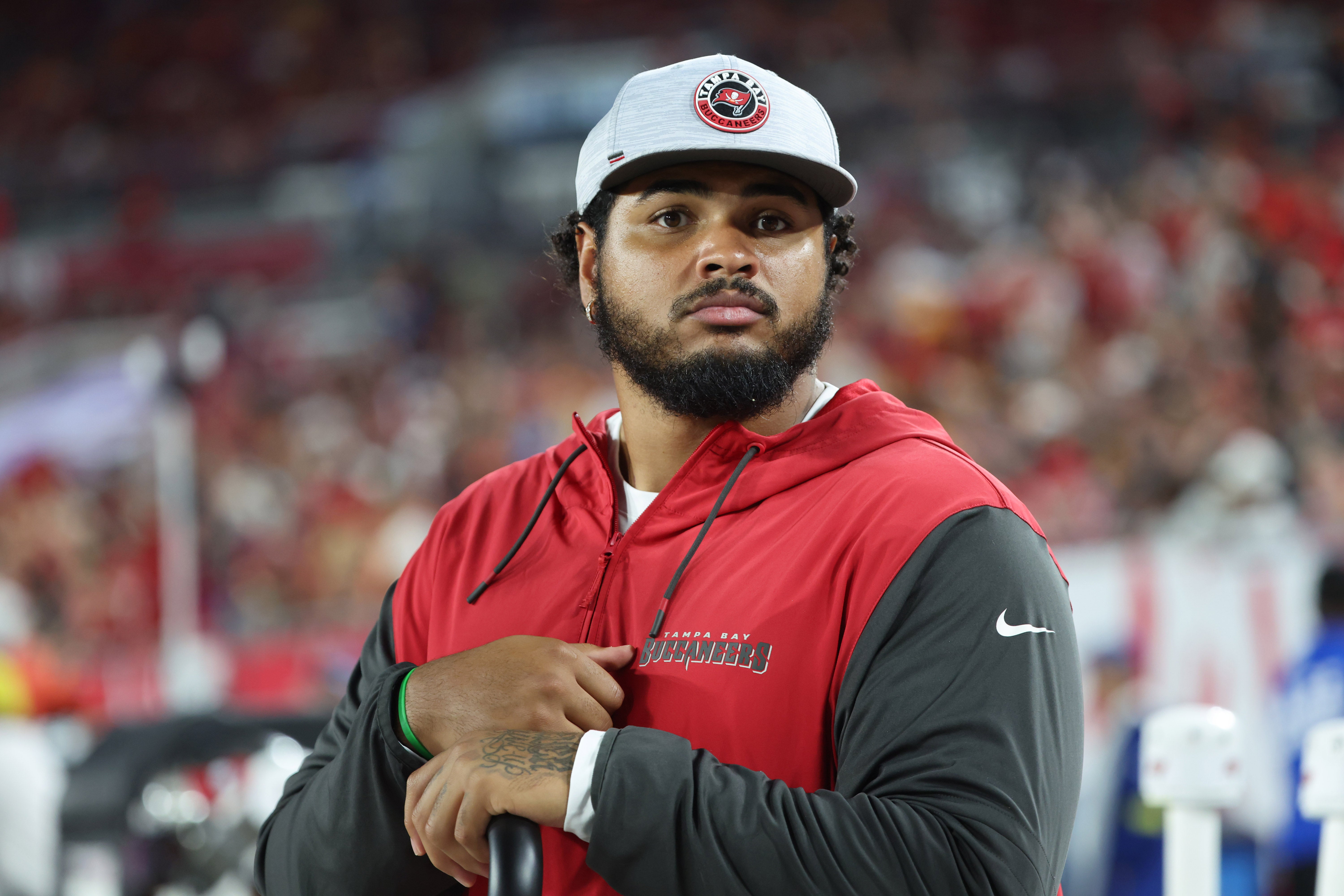 Aug 9, 2025; Tampa, Florida, USA; Tampa Bay Buccaneers offensive tackle Tristan Wirfs (78) during the first half against the Tennessee Titans at Raymond James Stadium. 