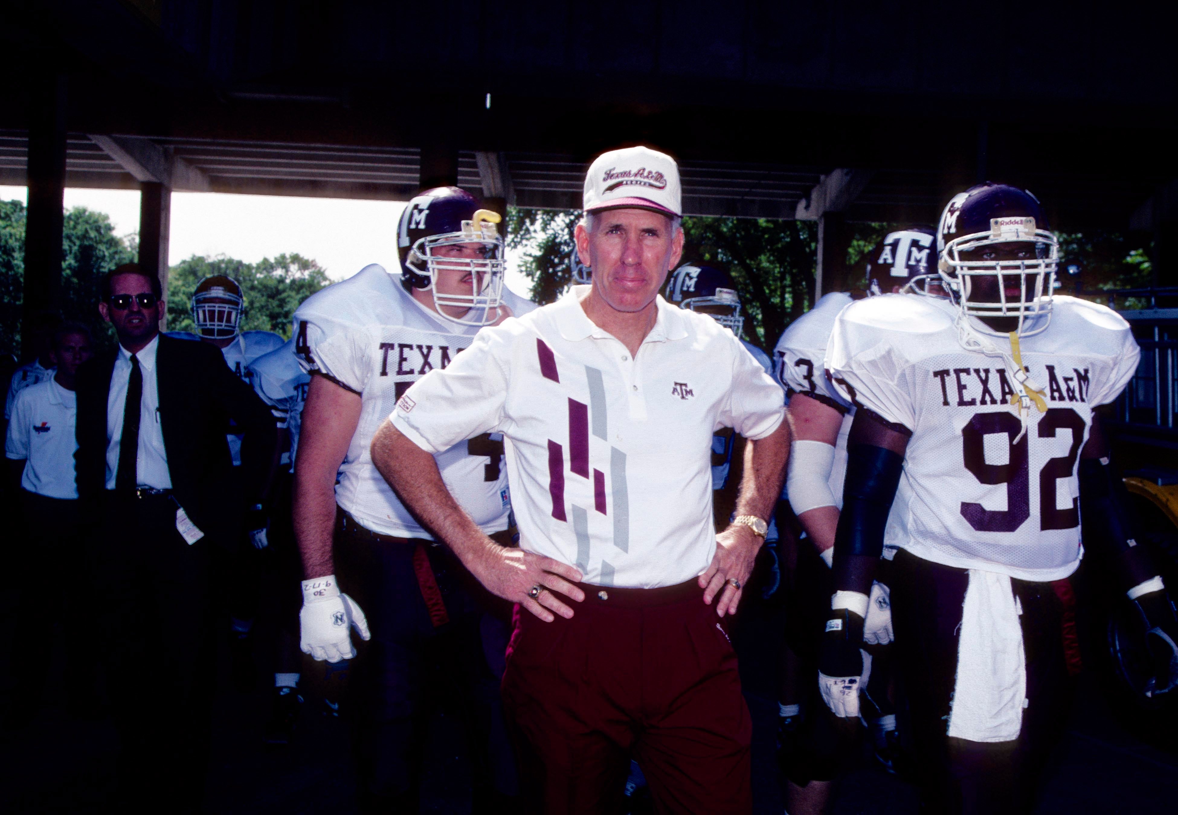 Sep 19, 1992; Columbia, MO, USA; FILE PHOTO; Texas A&M Aggies head coach R.C. Slocum and his team emerging from the tunnel at the game against Missouri Tigers at Faurot Field.