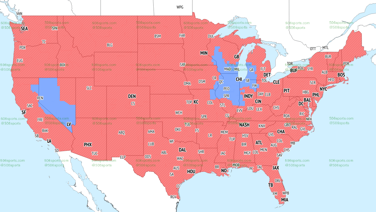 CBS NFL Week 4 Broadcast Map (Late Window)