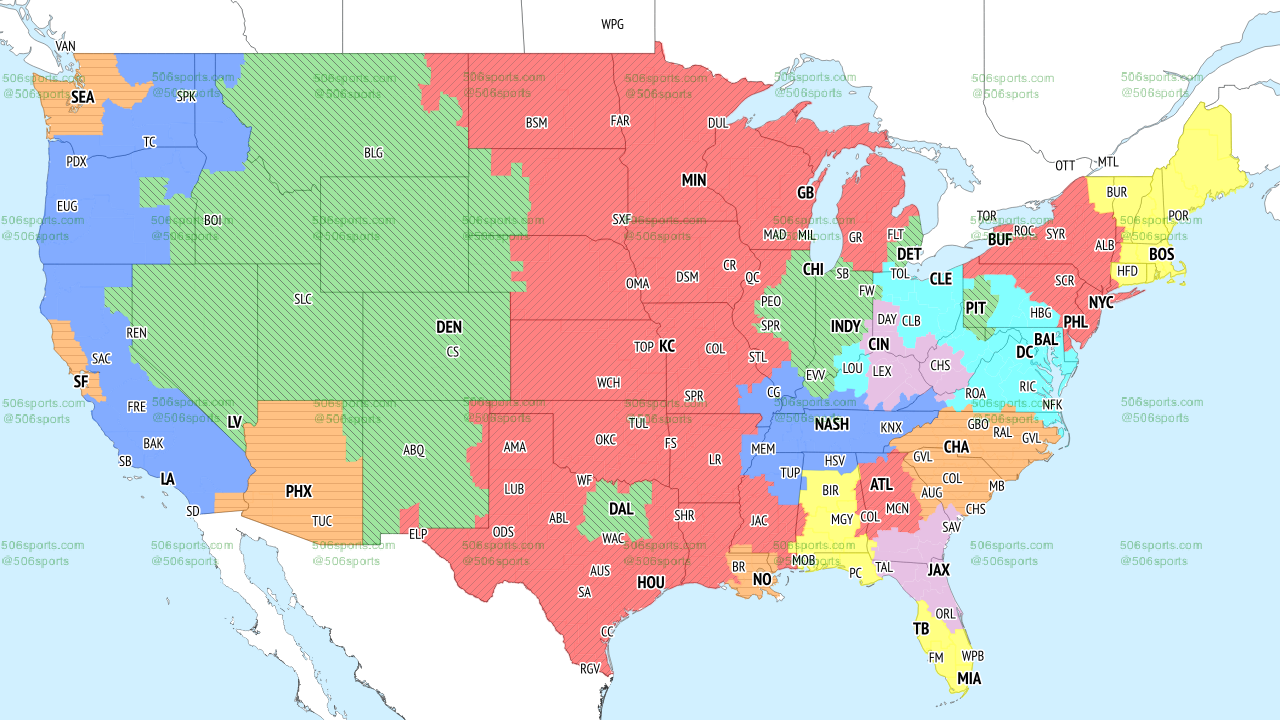 506 Sports' CBS Week 2 broadcast map