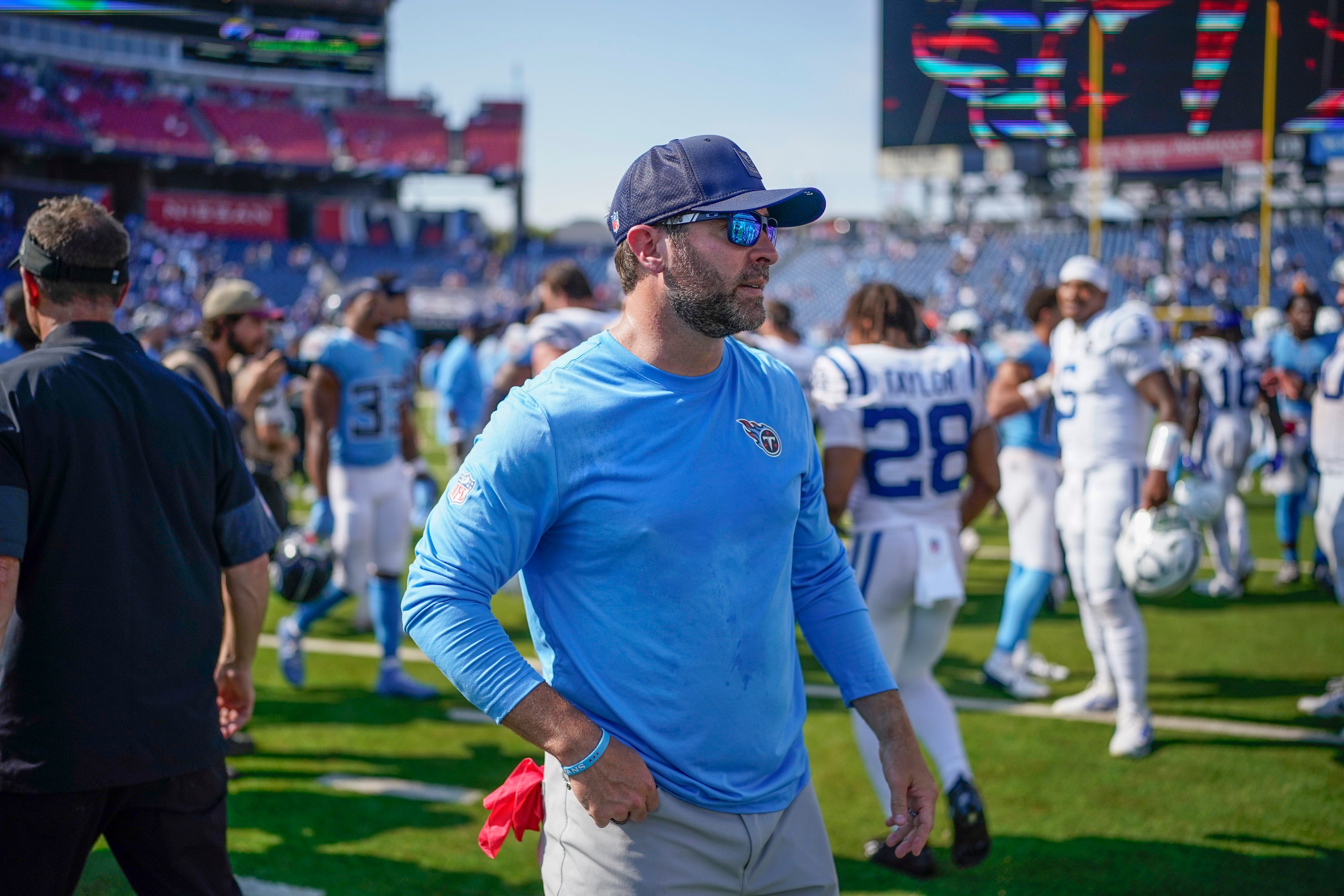 Titans head coach Brian Callahan following the team's Week 3 loss to the Colts