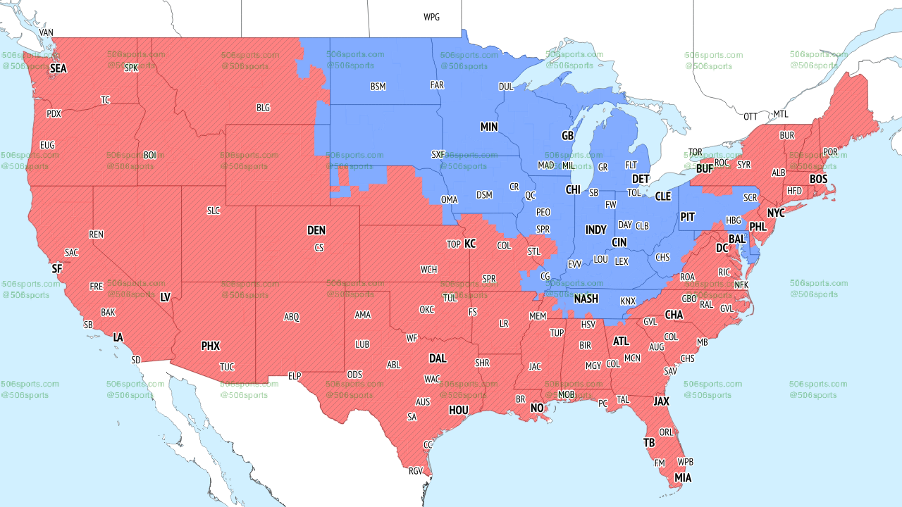Packers vs Bengals (blue); Buccaneers vs 49ers (red).