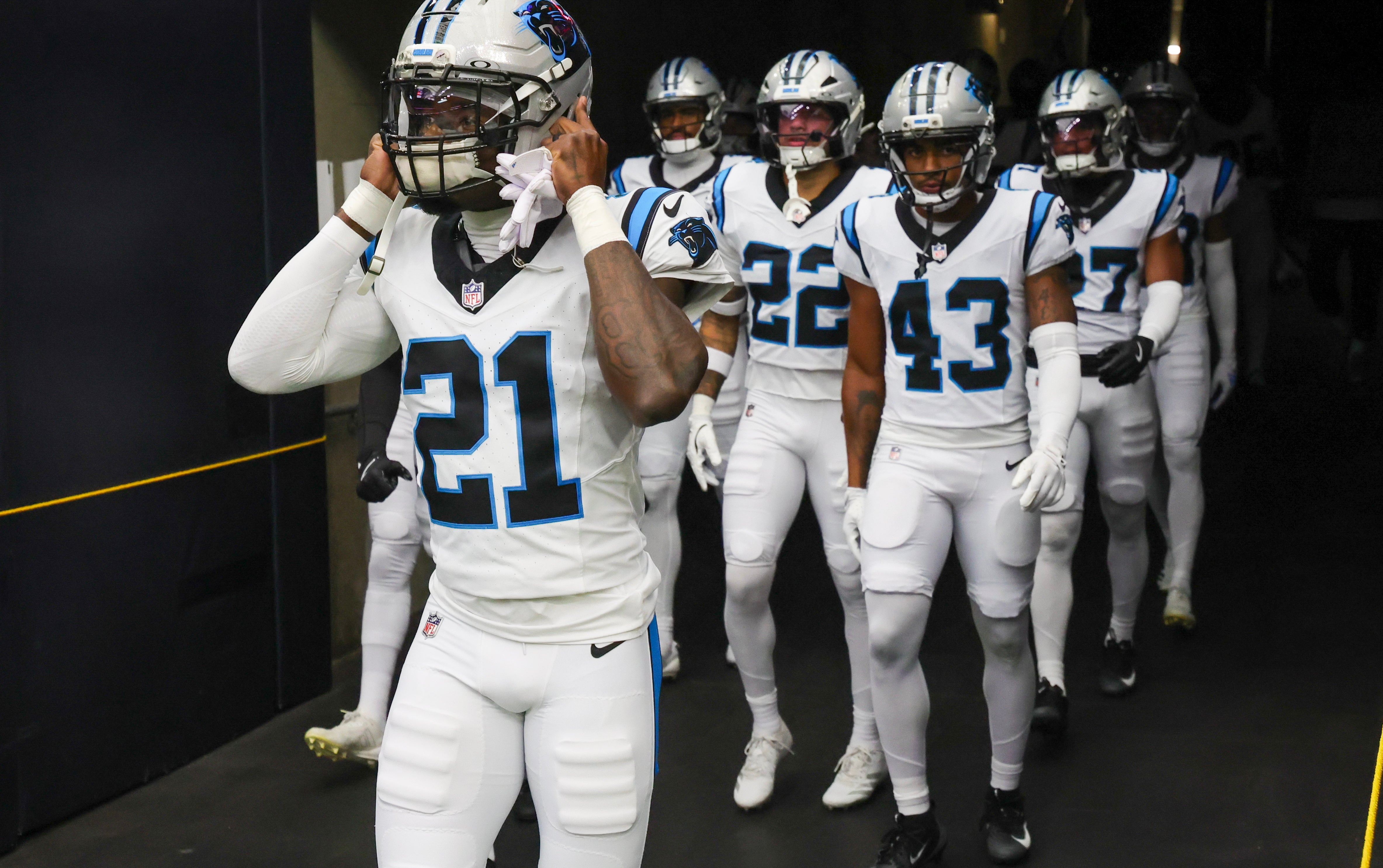 Panthers defense preparing to come out of the tunnel pre game