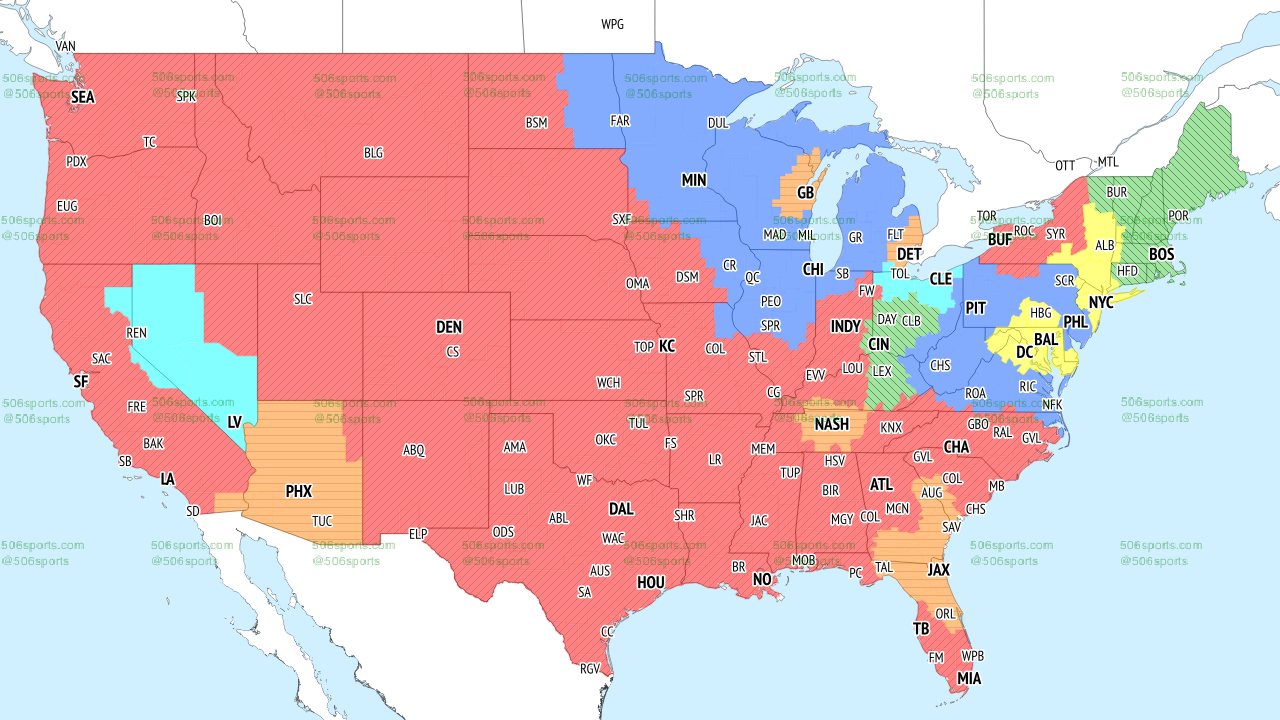 506 Sports Week 12 CBS broadcast map