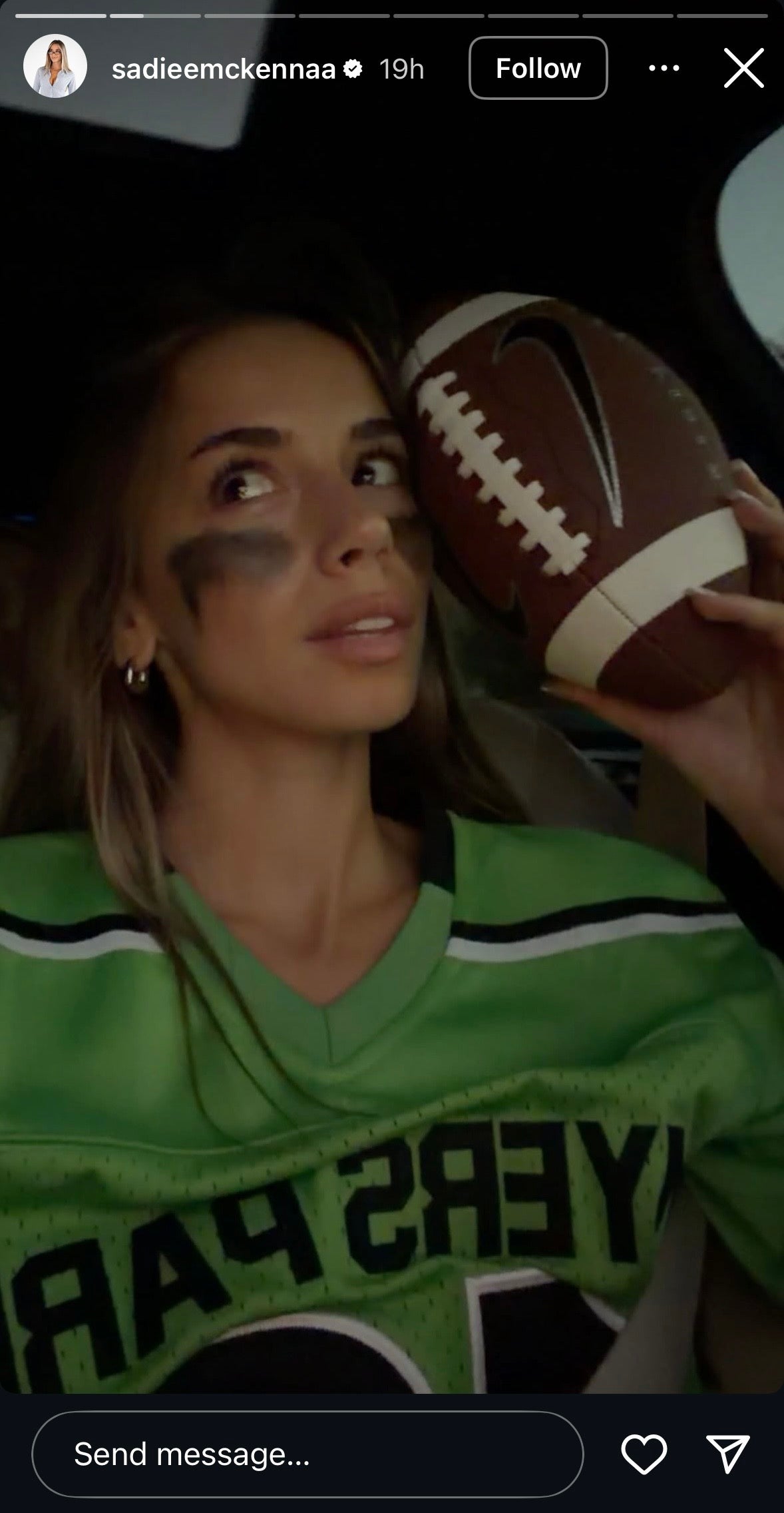 Sadie McKenna dresses up as Drake Maye for Halloween