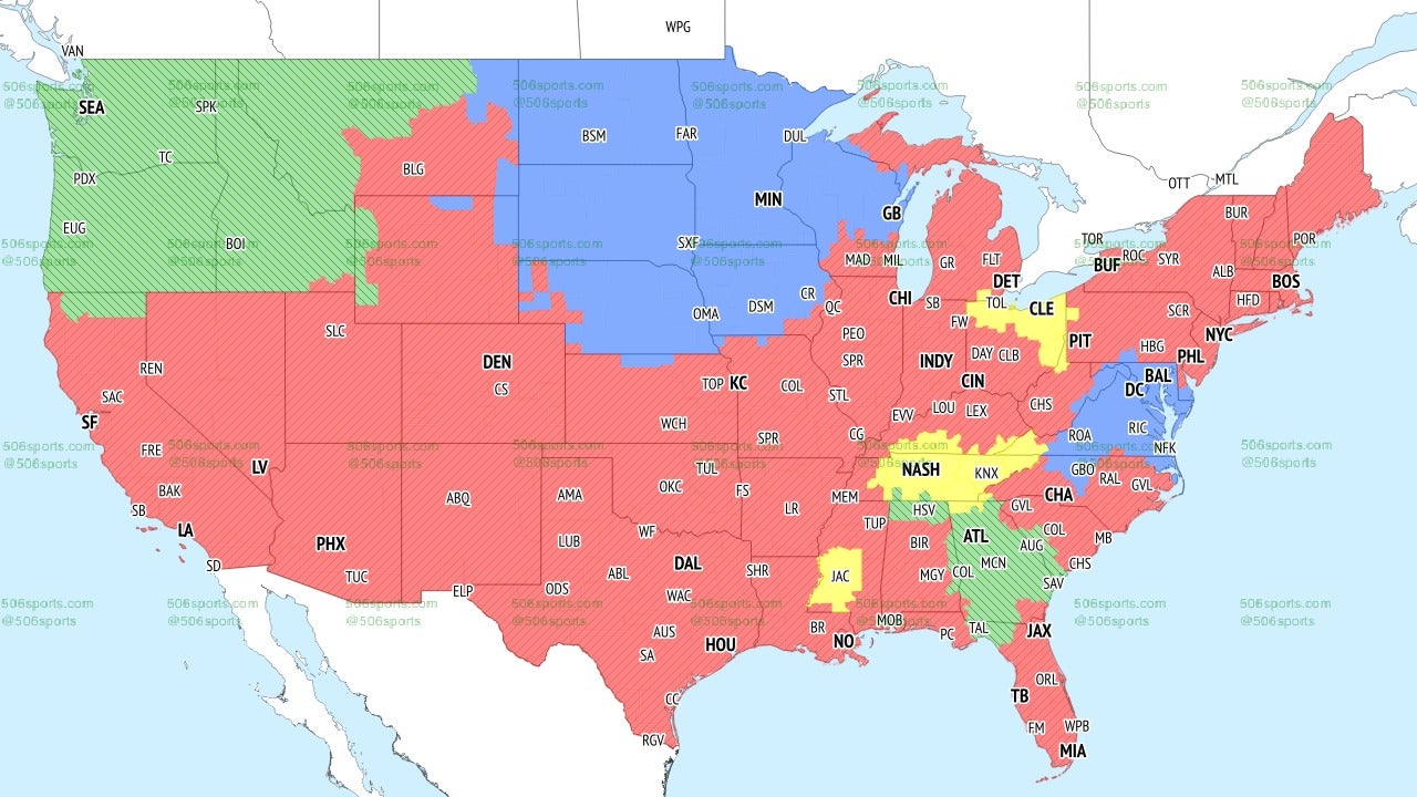 Week 14 Fox Early NFL Broadcast Map