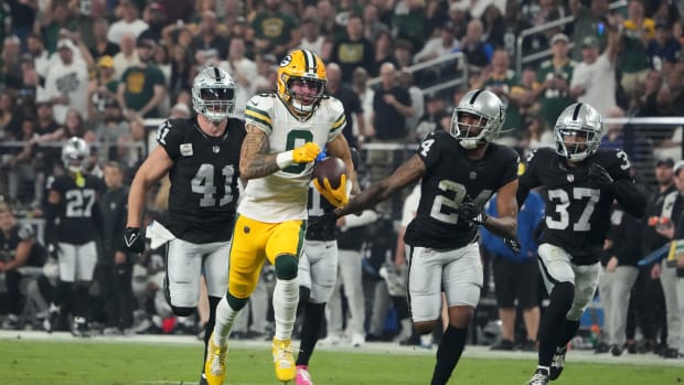 Green Bay Packers defensive tackle Jonathan Ford (99) runs for the play  during a preseason NFL football game against the Cincinnati Bengals on  Friday, Aug. 11, 2023, in Cincinnati. (AP Photo/Emilee Chinn