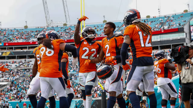 Denver, USA. October 23, 2022: Denver Broncos cornerback Pat Surtain II (2)  drops back in coverage during the second half of the football game between  the Denver Broncos and New York Jets.