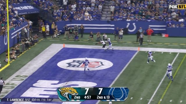 Jaguars WR Calvin Ridley catches a touchdown pass in the first quarter of  his first game in 686 DAYS after season-long gambling ban before goading  Colts fans in Indianapolis