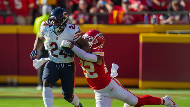 Kansas City Chiefs running back Jerick McKinnon finds room to run