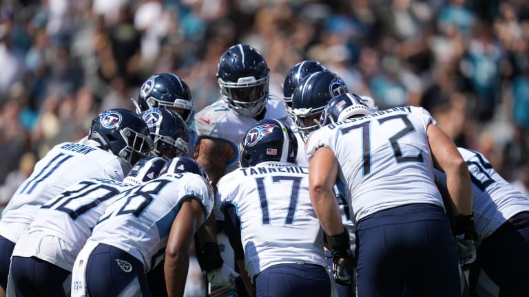 Tennessee Titans linebacker Dylan Cole (53) runs onto the field