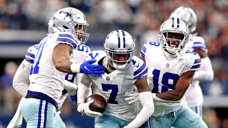 Dallas Cowboys cornerback Trevon Diggs (7) looks on during an NFL