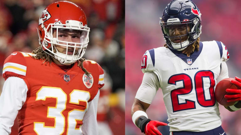 Former Texans safety Justin Reid celebrates Chiefs' Super Bowl win