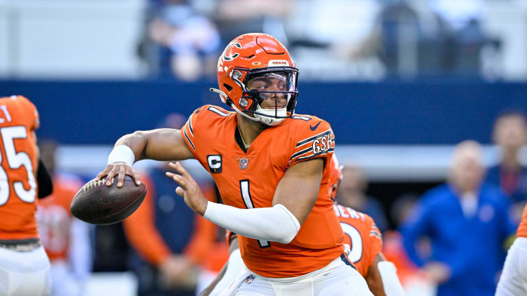 Justin Fields Orange Color rush Chicago Bears Jersey