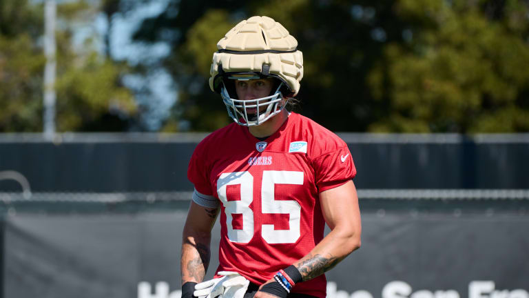 San Francisco 49ers tight end George Kittle (85) on the sideline