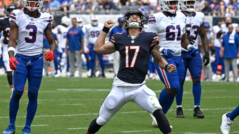 Chicago Bears quarterback Tyson Bagent (17) during the second half