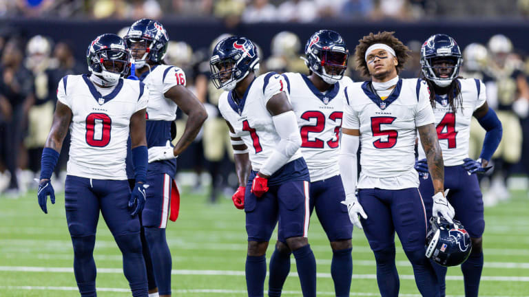 Houston Texans defensive back Jalen Pitre (5) lines up on defense during an  NFL football game against the Indianapolis Colts, Sunday, Jan. 8, 2023, in  Indianapolis. (AP Photo/Zach Bolinger Stock Photo - Alamy