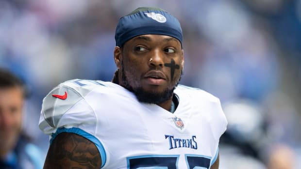 Indianapolis, Indiana, USA. 2nd Oct, 2022. Tennessee Titans running back Hassan  Haskins (25) runs back a punt during the game between the Tennessee Titans  and the Indianapolis Colts at Lucas Oil Stadium