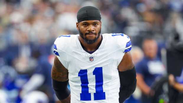 Dallas Cowboys linebacker Micah Parsons (11) before the game against the New Orleans Saints at AT&T Stadium.
