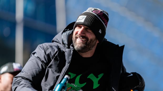 NFL: Super Bowl LIX Philadelphia Eagles Championship Parade Philadelphia Eagles head coach Nick Sirianni celebrates during the Super Bowl LIX championship parade and rally.