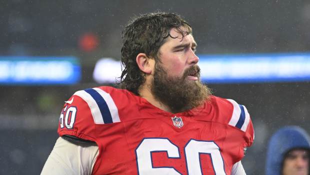 Dec 3, 2023; Foxborough, Massachusetts, USA; New England Patriots center David Andrews (60) walks off of the field after a game against the Los Angeles Chargers at Gillette Stadium.