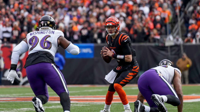 CINCINNATI, OH - JANUARY 03: Baltimore Ravens helmets sit on the sideline  during the game against the Baltimore Ravens and the Cincinnati Bengals on  January 3, 2021, at Paul Brown Stadium in