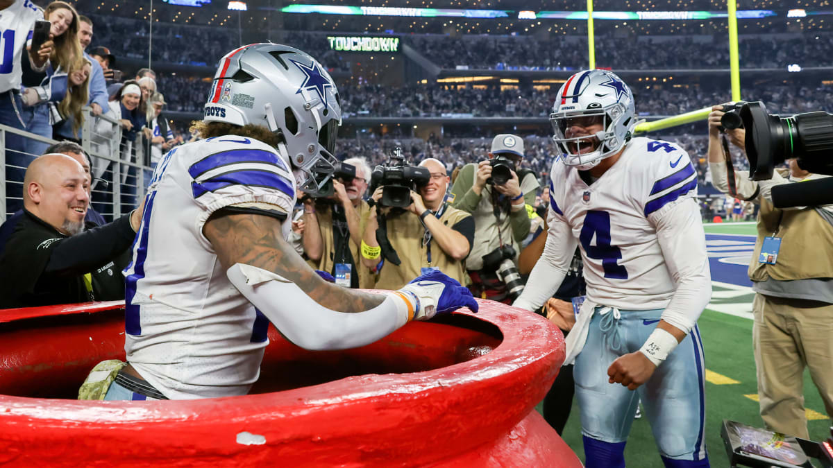 Dallas Cowboys' Dak Prescott celebrates a touchdown during the