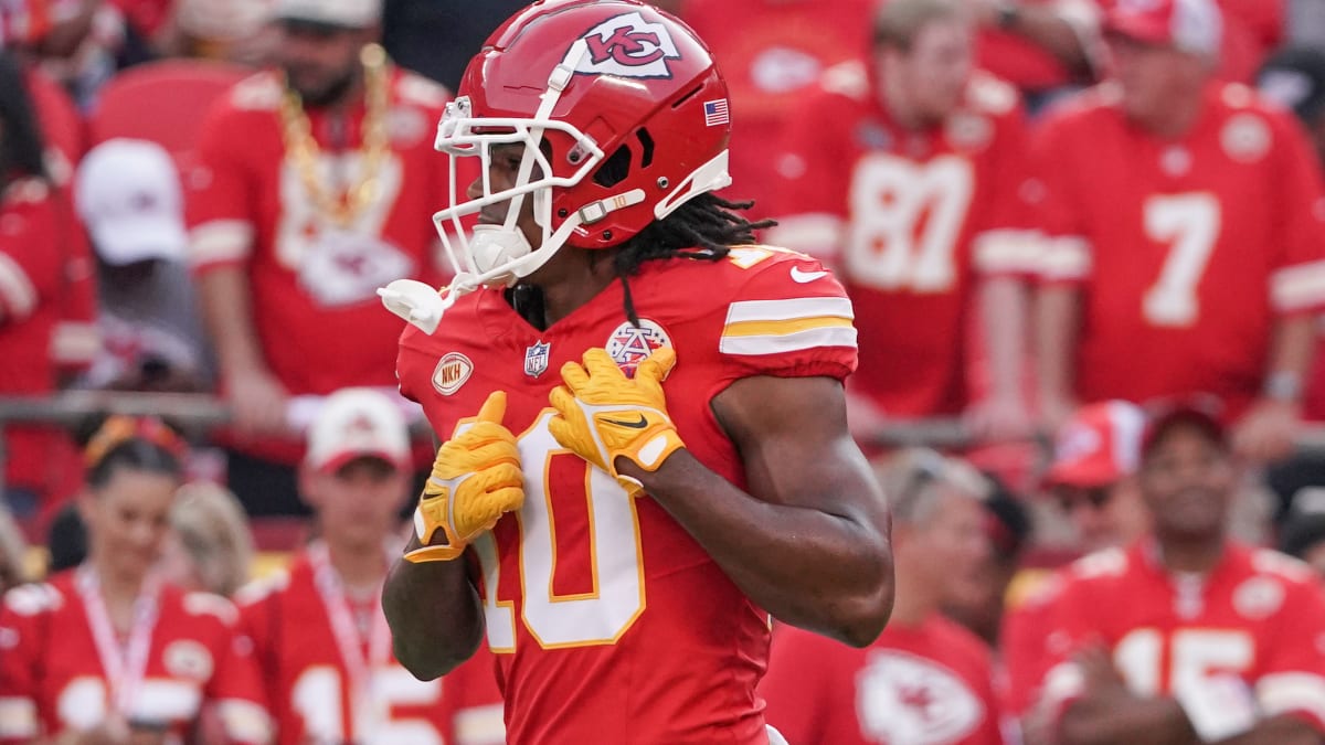 Kansas City Chiefs running back Isiah Pacheco celebrates after