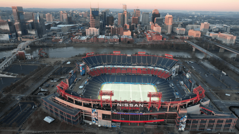 Titans Stadium and Nashville skyline