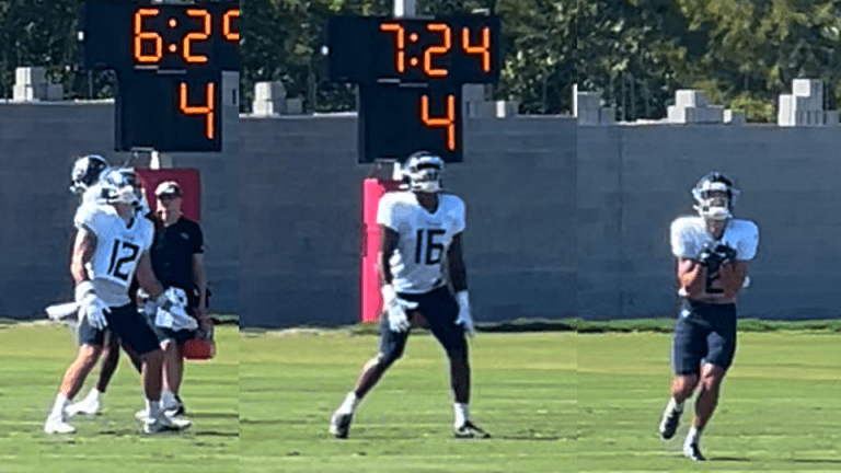 Tennessee Titans wide receiver Terry Godwin takes part in drills